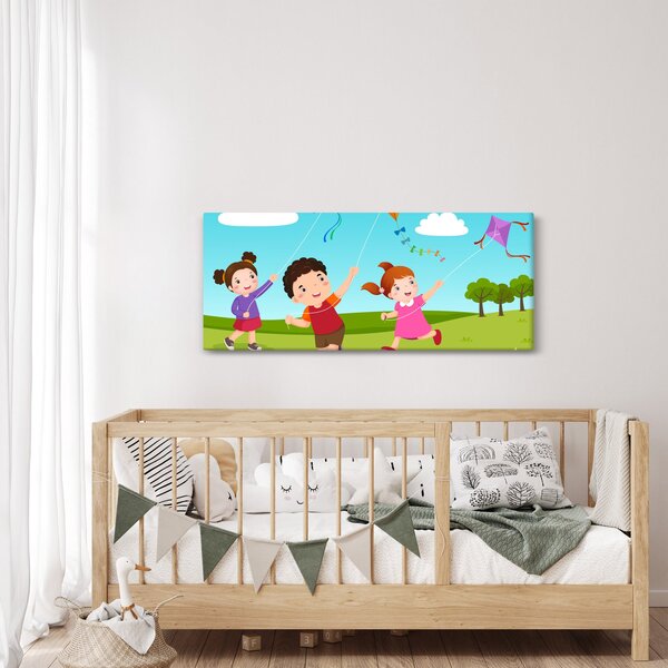 Slika - Djeca puštaju zmaja (120x50 cm)
