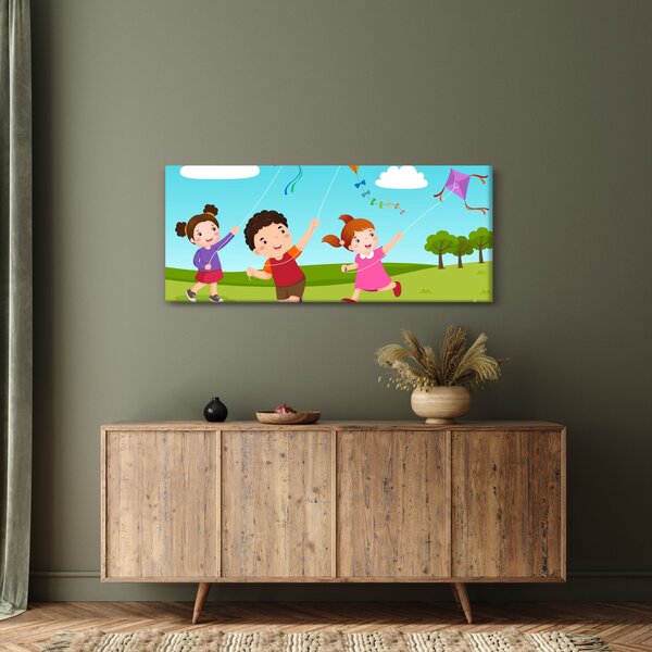 Slika - Djeca puštaju zmaja (120x50 cm)