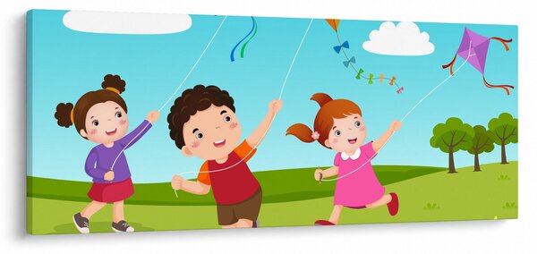 Slika - Djeca puštaju zmaja (120x50 cm)