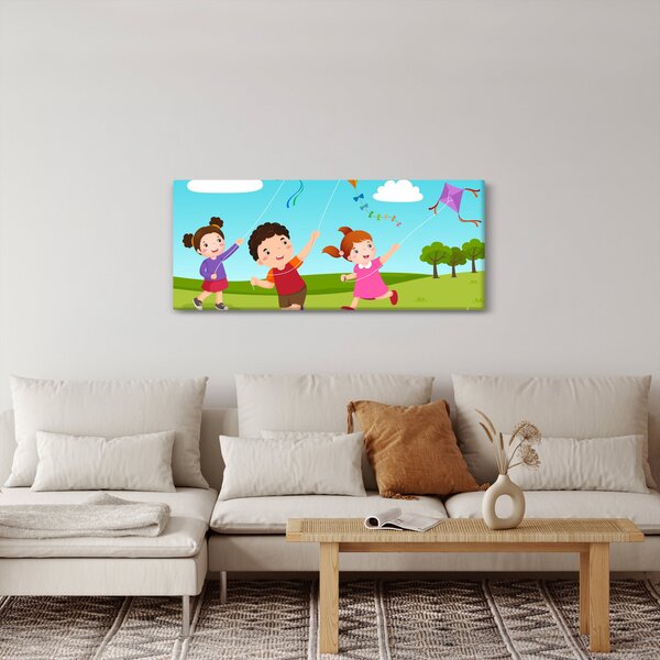 Slika - Djeca puštaju zmaja (120x50 cm)
