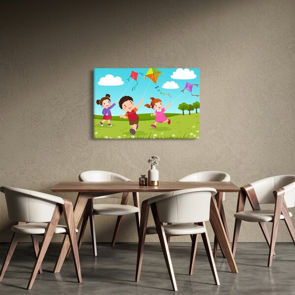 Slika - Djeca puštaju zmaja (90x60 cm)