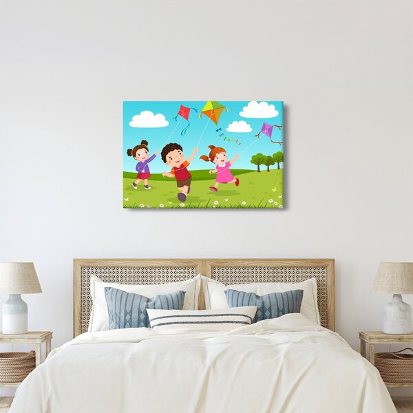 Slika - Djeca puštaju zmaja (90x60 cm)