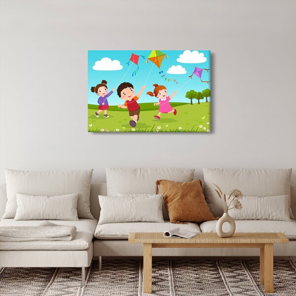 Slika - Djeca puštaju zmaja (90x60 cm)