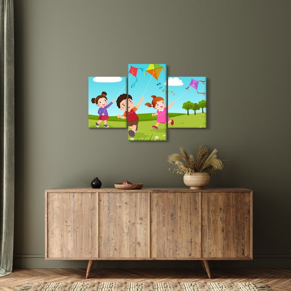 Slika - Djeca puštaju zmaja (90x60 cm)