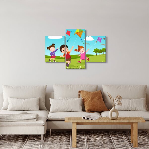 Slika - Djeca puštaju zmaja (90x60 cm)
