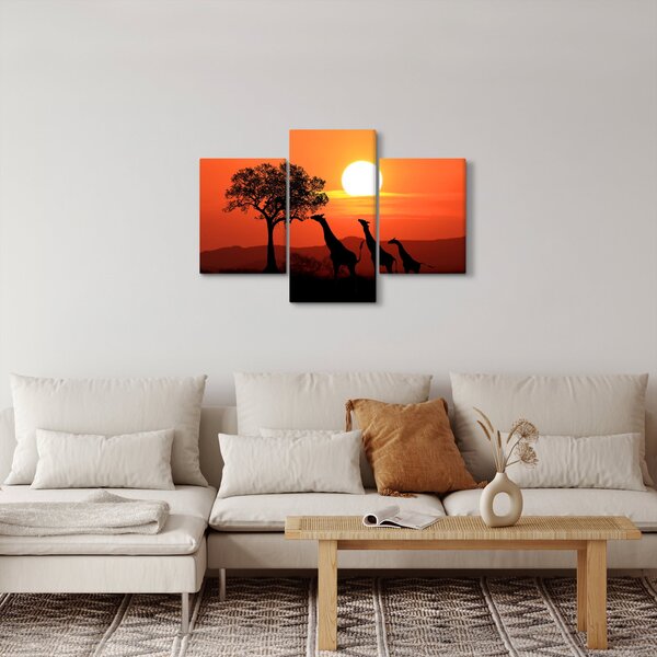 Slika žirafa u zalasku sunca (90x60 cm)