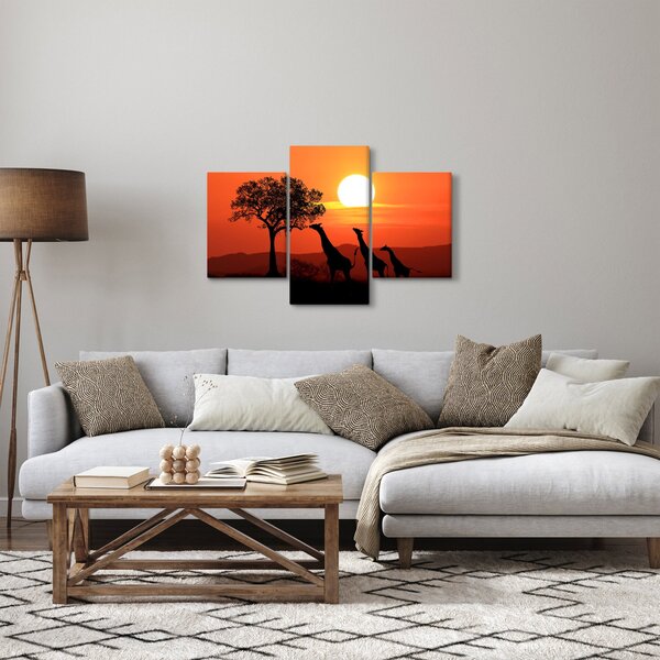 Slika žirafa u zalasku sunca (90x60 cm)