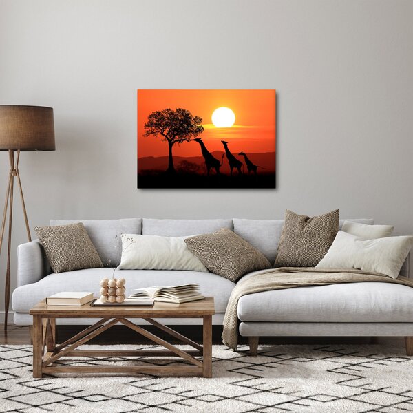Slika žirafa u zalasku sunca (70x50 cm)