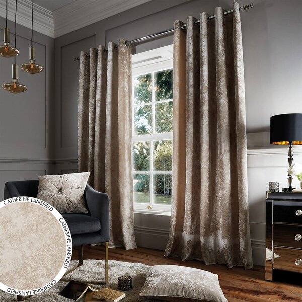 Bež zavjese u setu 2 kom 168x229 cm Crushed Velvet – Catherine Lansfield