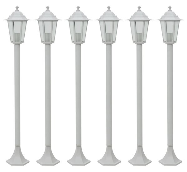 VidaXL Vrtna stupna svjetiljka od aluminija 6 kom E27 110 cm bijela