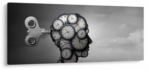Umjetnička slika glave sa satom (120x50 cm)
