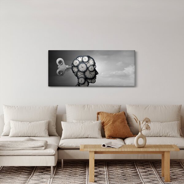 Umjetnička slika glave sa satom (120x50 cm)