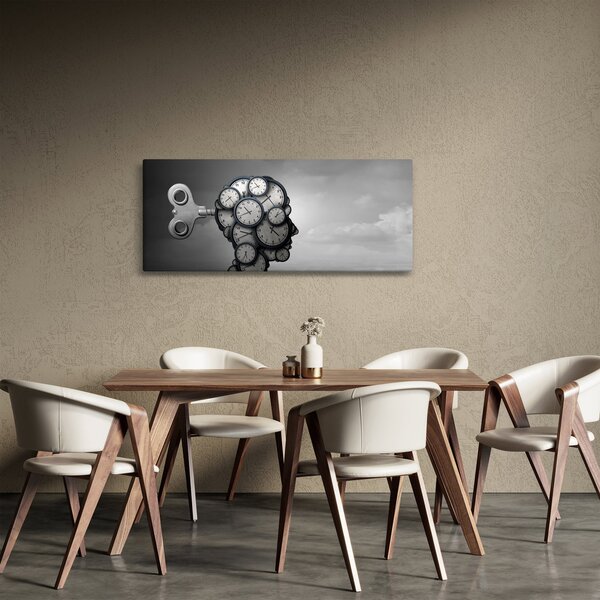 Umjetnička slika glave sa satom (120x50 cm)