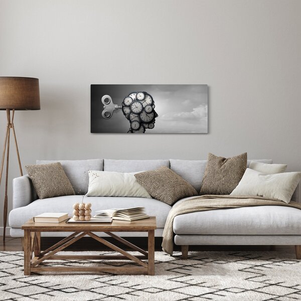 Umjetnička slika glave sa satom (120x50 cm)