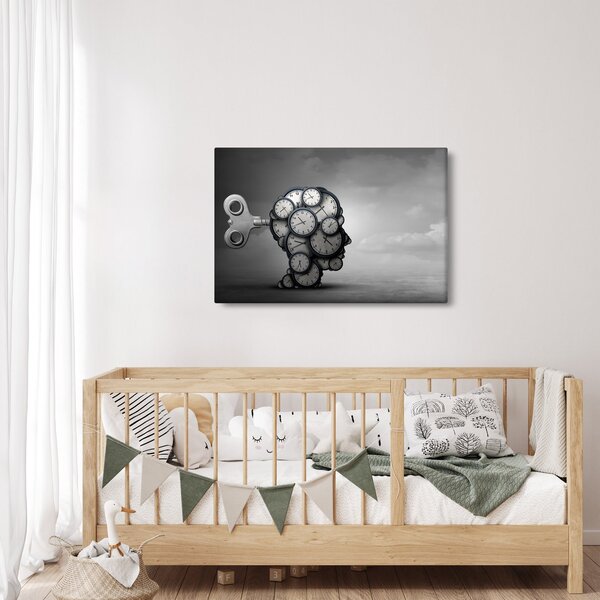 Umjetnička slika glave sa satom (90x60 cm)