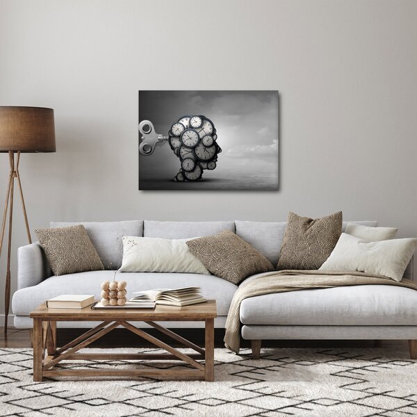 Umjetnička slika glave sa satom (70x50 cm)