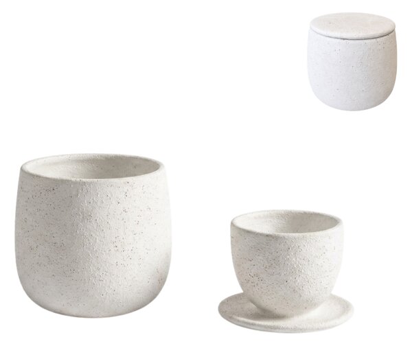 Dvodelni keramički set šalice i posudice NEST 10 cm, bijela
