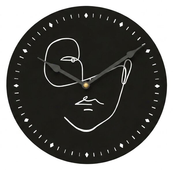 Zidni sat LINE FACE 29 cm, crni