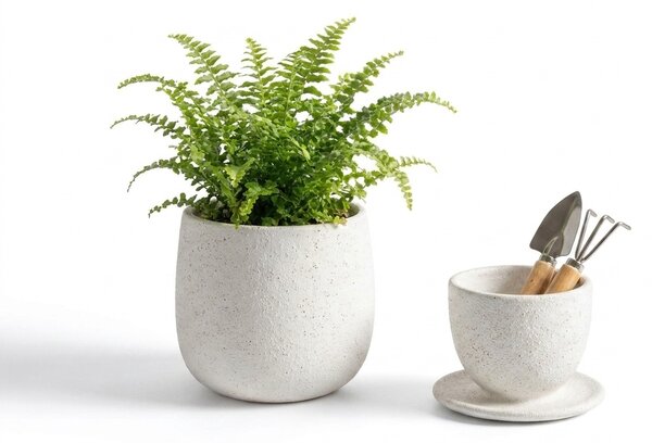 Dvodelni keramički set šalice i posudice NEST 10 cm, bijela
