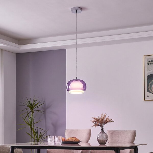 EGLO Belomontejo viseća lampa, Ø 22 cm, ružičasto-prozirna, staklo, prigušiva, Ružičasta ruža, Dnevni boravak/blagovaonica, Staklo