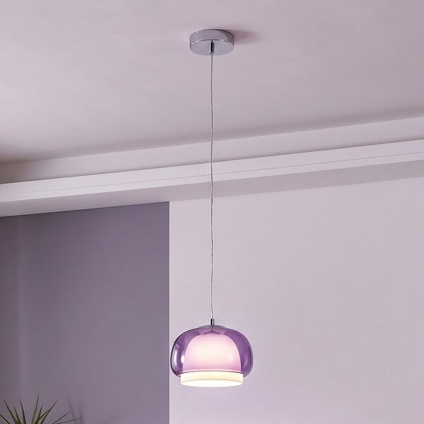 EGLO Belomontejo viseća lampa, Ø 22 cm, ružičasto-prozirna, staklo, prigušiva, Ružičasta ruža, Dnevni boravak/blagovaonica, Staklo