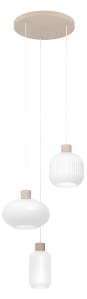 EGLO Dasmina viseća lampa, 3 žarulje, bijela/pješčana, staklo, E27, prigušiva, Bijela, Dnevni boravak/blagovaonica, Staklo