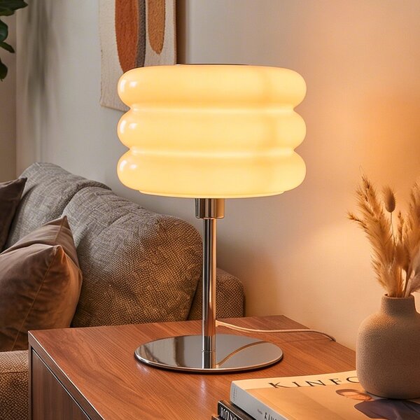 EGLO Stolna lampa Tortora, bijela, staklo, metal, visina 30 cm, E14, Bijela, Dnevni boravak/blagovaonica, Staklo
