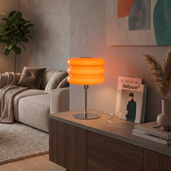 EGLO Stolna lampa Tortora, narančasta, staklo, metal, visina 30 cm, E14, Naranča, Dnevni boravak/blagovaonica, Staklo