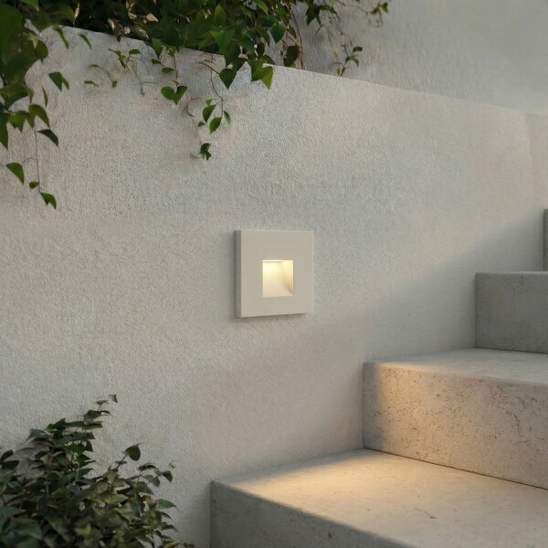 Lindby LED ugradbena zidna svjetiljka Alune, bijela, četvrtasta, 8x8 cm, IP65, Bijela, Aluminij