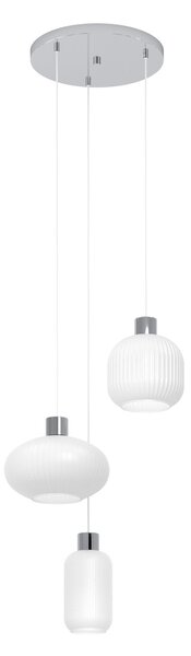 EGLO Dasmina viseća lampa, 3 žarulje, bijela/krom, staklo, E27, prigušiva, Bijela, Dnevni boravak/blagovaonica, Staklo