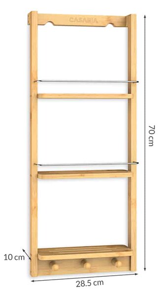 Viseća polica za kupaonicu BAMBOO, 28,5x10x70 cm, 3 police, smeđa Casaria