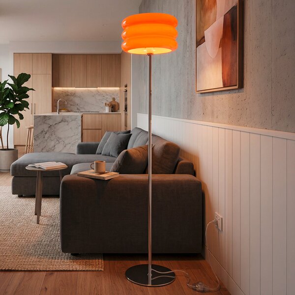 EGLO Podna lampa Tortora, narančasta, staklo, metal, visina 153 cm, E27, Naranča, Dnevni boravak/blagovaonica, Staklo