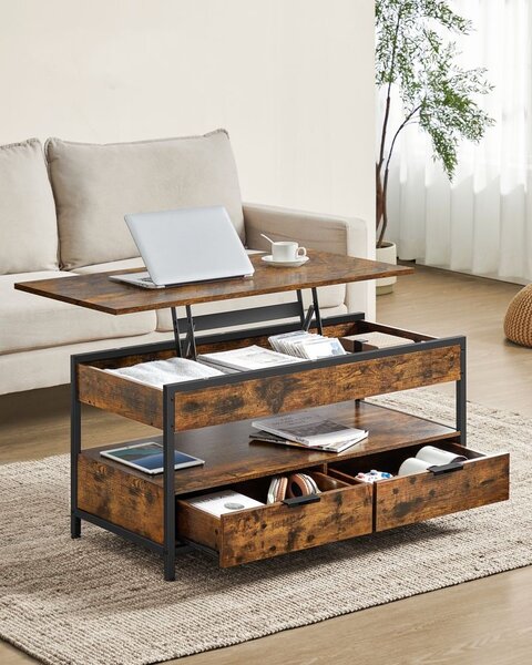 Podesivi konferencijski stol GASPAR, 50x100x(48–63) cm, smeđi/crni Vasagle