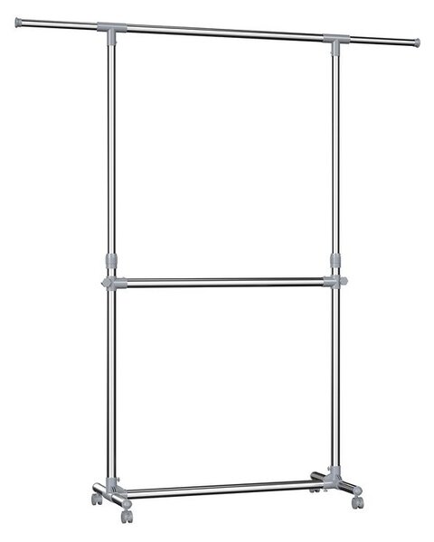 Stalak za odjeću na dvije razine JASON, 93x49x113–198 cm, srebrni SongmicsHome
