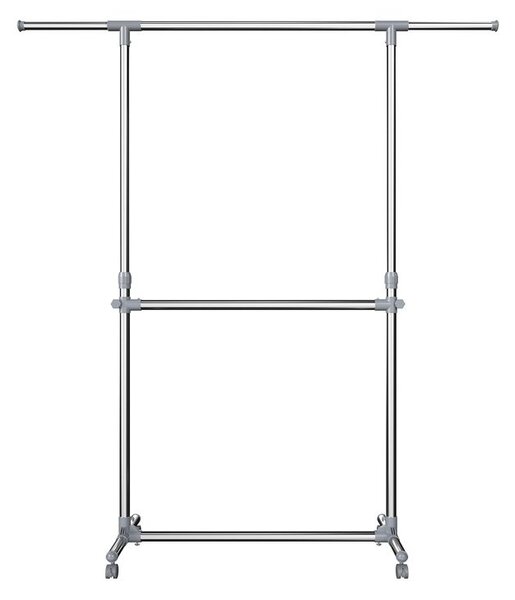 Stalak za odjeću na dvije razine JASON, 93x49x113–198 cm, srebrni SongmicsHome