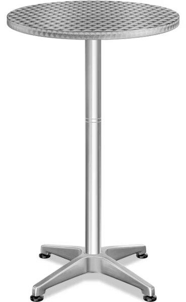 Podesivi aluminijski barski stol NERO, Ø60 cm, srebrni Casaria