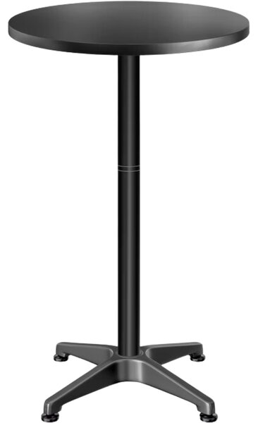 Podesivi aluminijski barski stol NERO, Ø60 cm, crna Casaria