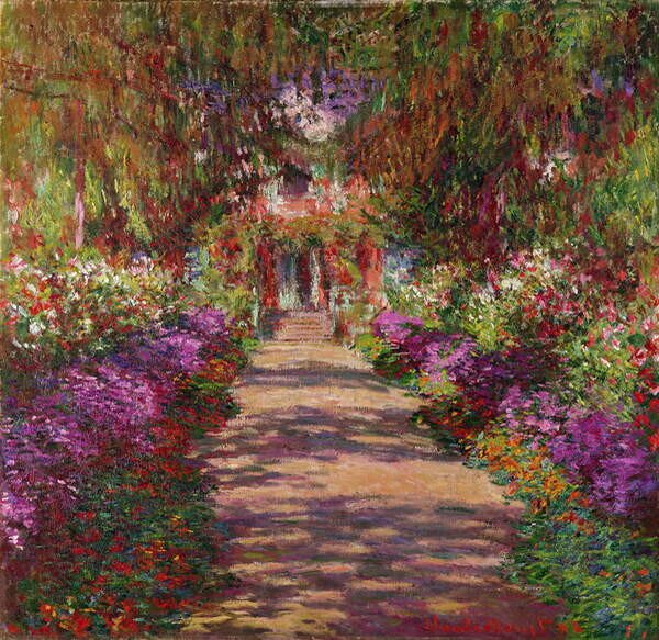 Monet, Claude - Reprodukcija umjetnosti A Pathway in Monet's Garden, Giverny, 1902, (40 x 40 cm)