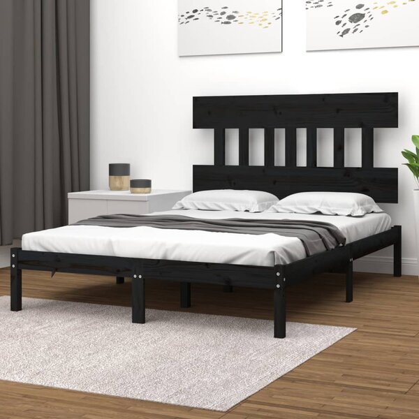 VidaXL Okvir za krevet od masivnog drva crni 140 x 190 cm