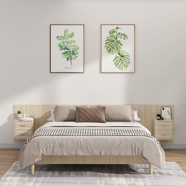 VidaXL Uzglavlje za krevet s ormarićima boja hrasta konstruirano drvo