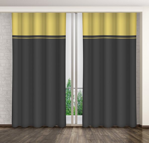 Luksuzne dekorativne zavjese u žuto sivoj kombinaciji boja Duljina: 260 cm