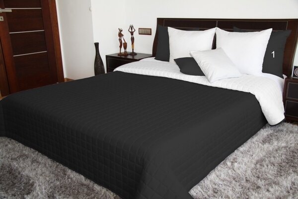 Crno-bijeli prošiveni dvostrani prekrivač Širina: 200 cm | Duljina: 220 cm