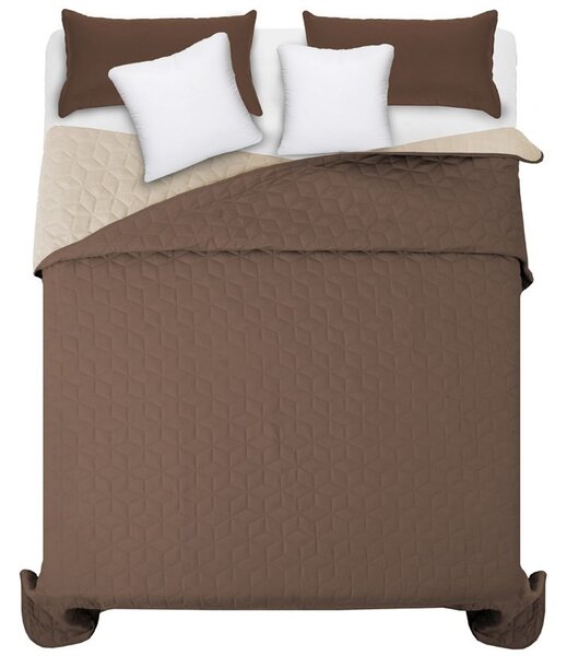 Dvostrani prekrivač za bračni krevet, smeđi, 200 x 220 cm