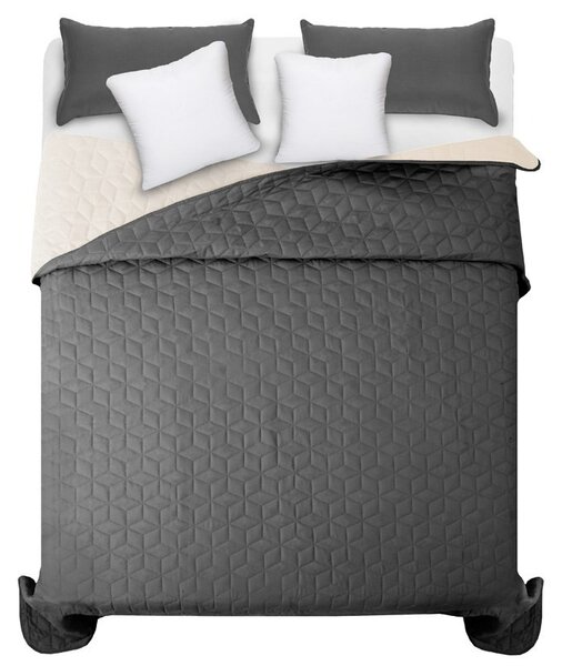 Kvalitetni tamno sivi prekrivači za bračni krevet s dijamantnim uzorkom 200 x 220 cm