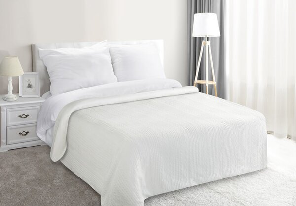 Kremasto-bijeli jednobojni prekrivač s šavovima Širina: 170 cm | Duljina: 210 cm