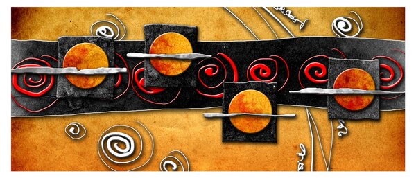 Slika apstrakcije - Planeti (120x50 cm)