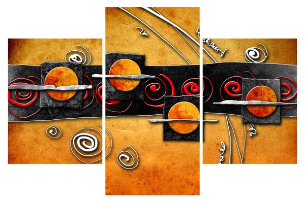 Slika apstrakcije - Planeti (90x60 cm)