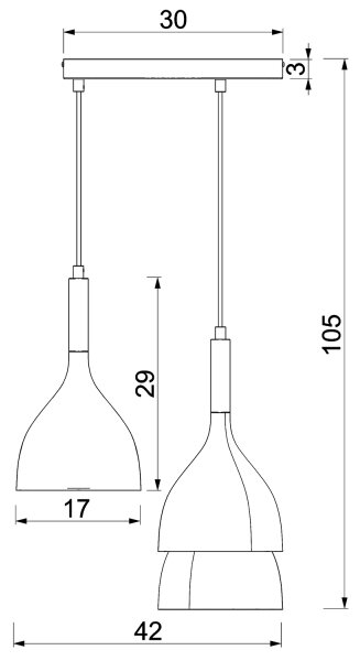 Luster na sajli NOAK WOOD 3xE27/15W/230V crna/bukva