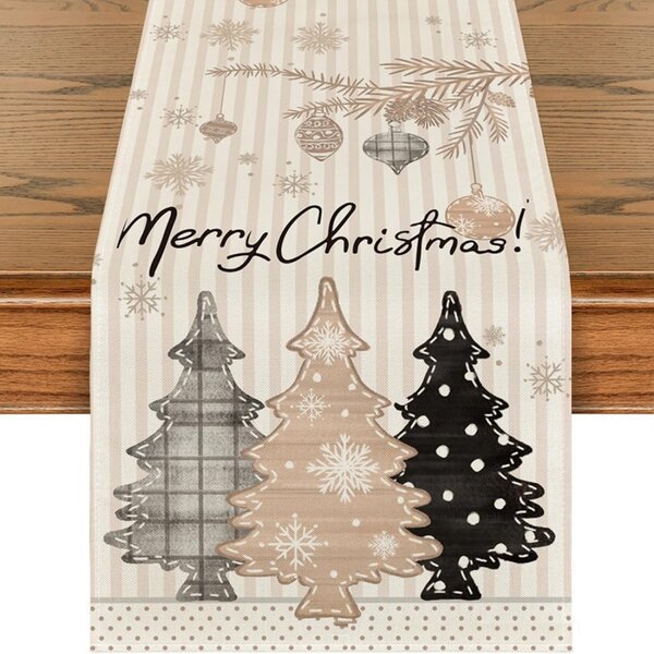 Laneni božićni trkač za stol NOEL BRUNCH 33x180 cm, bež boje