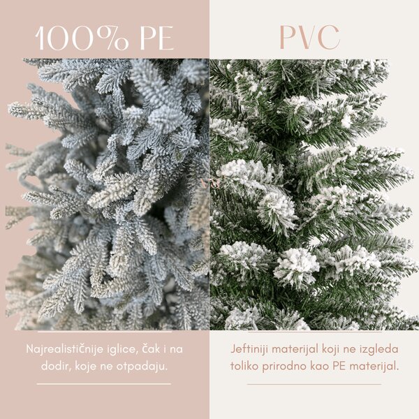 Umjetno božićno drvce Aspen 210cm sa snijegom 100% PE - slim model - 201 - 230 cm - Sa snijegom - 91 do 110cm